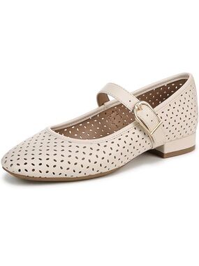 Life Stride Women’s Perforated Mary Jane Flats in Beige size 10W